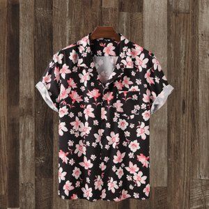 Black & Pink Floral Print Shirt